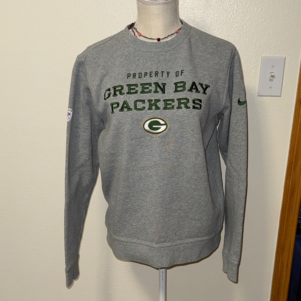 Nike Gray Green Bay Packers Crewneck Sweater
